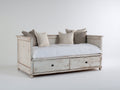 Canapé lit - Bois-panneaux de bois - 206 x 100 x 100 cm - Blanc vieilli - Style rustique avec rangement intégré
