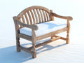 Banc de jardin - Bois massif-Tissu - 148 x 69 x 93 cm - Bois vieilli-Blanc - Rustique