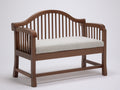 Banc de jardin - Bois massif-Tissu - 132 x 61 x 89 cm - Brun foncé-Écru - Style classique à dossier enveloppant