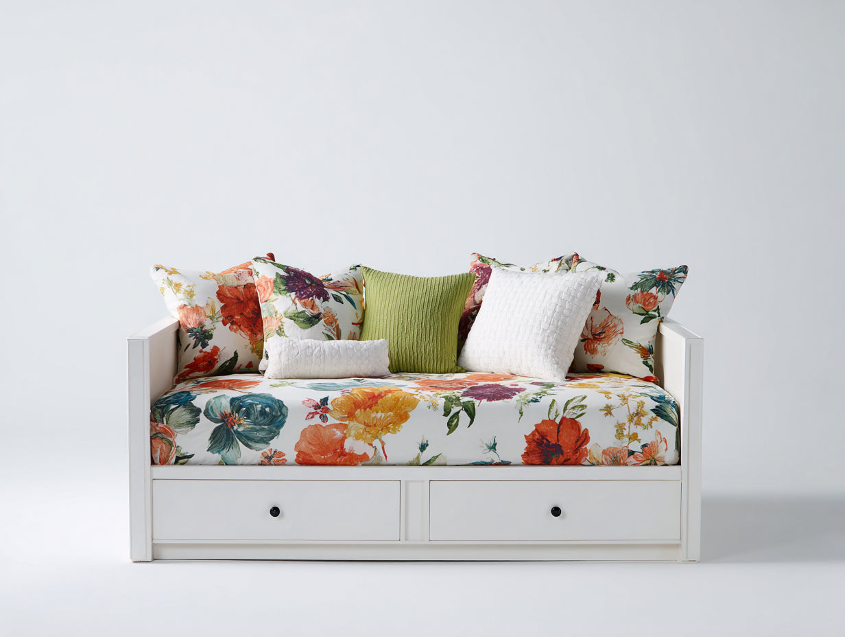 Canapé lit - Bois-panneaux de bois - 200 x 94 x 84 cm - Blanc - Style moderne avec rangement intégré