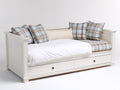 Canapé lit - Bois-panneaux de bois - 208 x 101 x 96 cm - Blanc cassé - Style classique avec rangement intégré