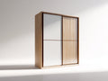 Armoire - Bois manufacturé - Verre - 160 x 60 x 200 cm - Chêne clair-Blanc - Style moderne