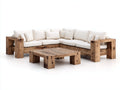 Canapé de jardin - Bois massif-Tissu - 292 x 292 x 81 cm - Blanc cassé-Bois naturel - Rustique