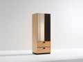 Armoire - Bois manufacturé - Verre - Métal - 70 x 50 x 180 cm - Chêne naturel-Noir-Beige - Style moderne