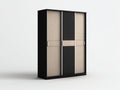 Armoire - Bois manufacturé - Métal - 150 x 55 x 200 cm - Beige-Noir - Style moderne