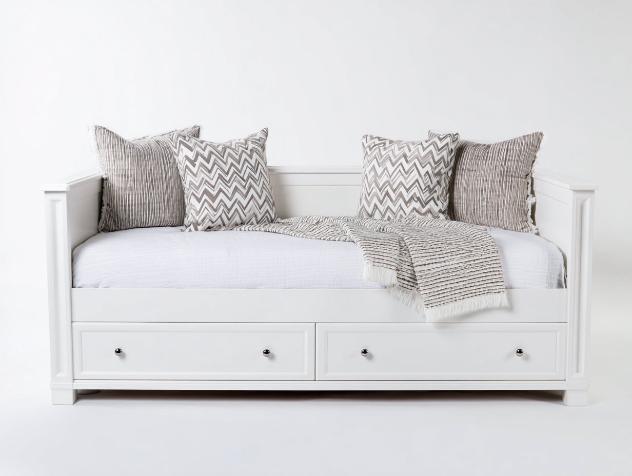 Canapé lit - Bois-panneaux de bois - 205 x 98 x 91 cm - Blanc - Style moderne avec rangement intégré