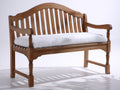 Banc de jardin - Bois massif-Tissu - 160 x 68 x 98 cm - Brun miel-Blanc - Classique