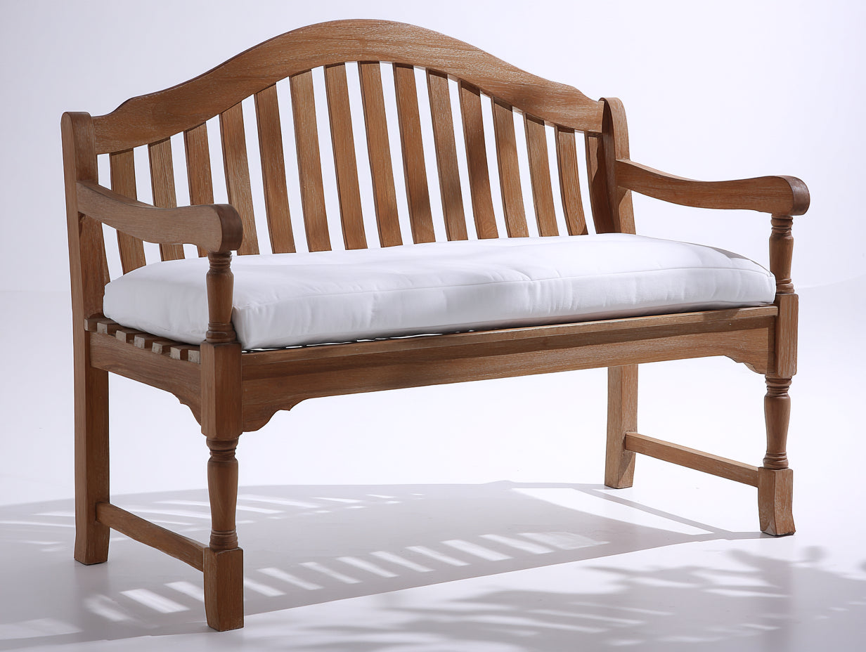 Banc de jardin - Bois massif-Tissu - 160 x 68 x 98 cm - Brun miel-Blanc - Classique