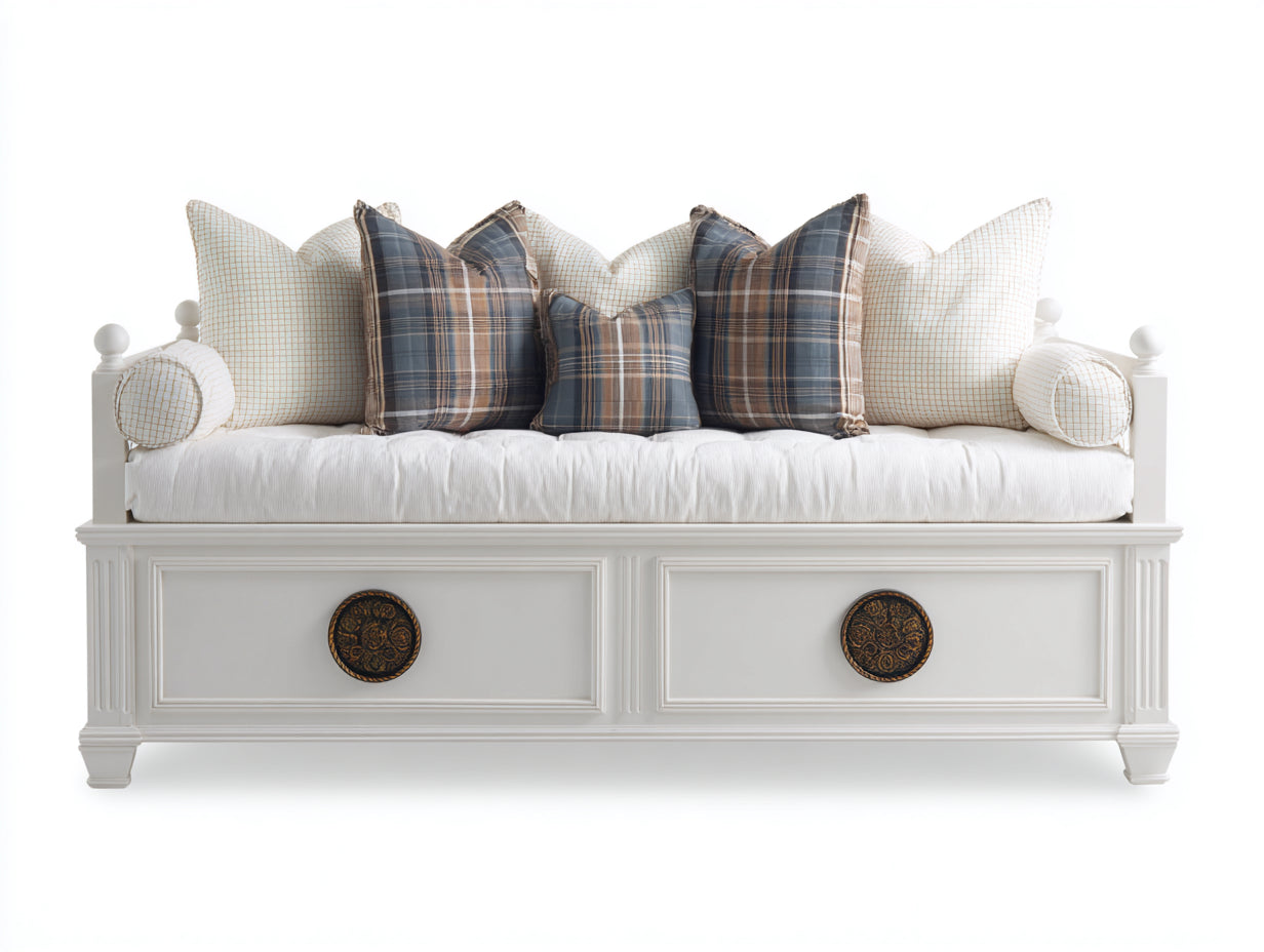 Canapé lit - Bois-panneaux de bois - 204 x 97 x 99 cm - Blanc - Style classique avec rangement intégré
