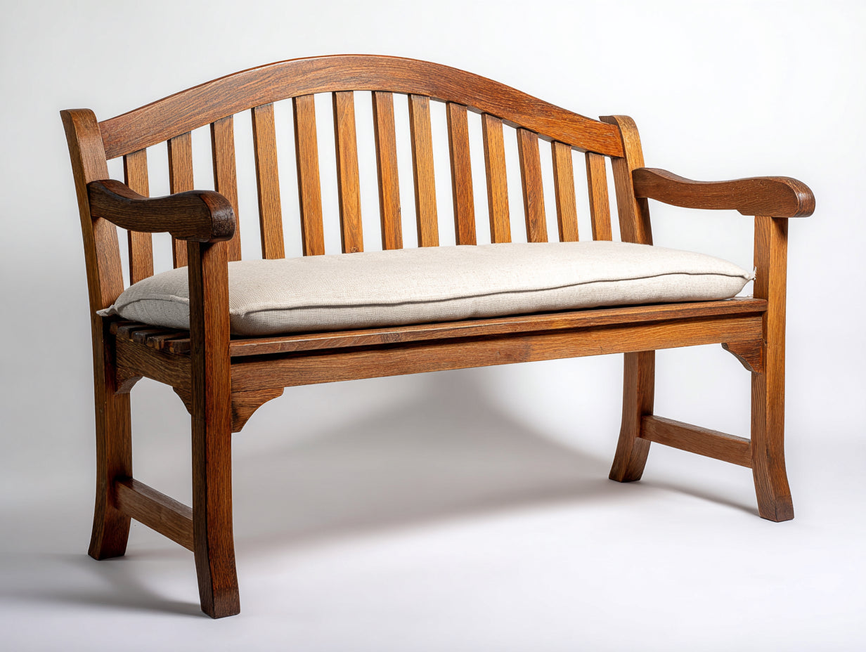 Banc de jardin - Bois massif-Tissu - 168 x 68 x 96 cm - Brun acajou-Écru - Traditionnel