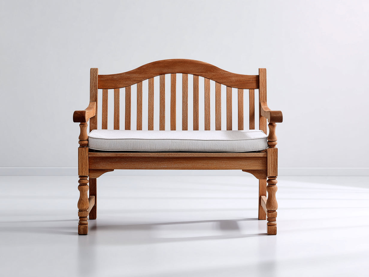 Banc de jardin - Bois massif-Tissu - 146 x 64 x 96 cm - Brun naturel-Gris clair - Traditionnel