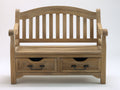 Banc de jardin - Bois massif - 124 x 59 x 91 cm - Brun patiné - Style rustique avec rangement