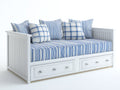 Canapé lit - Bois-panneaux de bois - 209 x 100 x 97 cm - Blanc - Style côtier avec rangement intégré