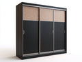 Armoire - Bois manufacturé - Métal - 180 x 60 x 200 cm - Beige-Noir - Style moderne
