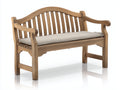 Banc de jardin - Bois massif-Tissu - 147 x 62 x 92 cm - Brun moyen-Beige - Style traditionnel à dossier arqué