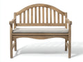 Banc de jardin - Bois massif-Tissu - 145 x 61 x 93 cm - Bois grisé-Beige clair - Style traditionnel à dossier arqué