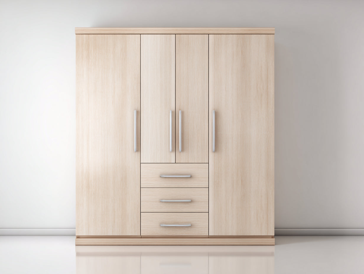 Armoire - Bois manufacturé - 160 x 52 x 185 cm - Chêne clair - Design moderne