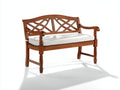 Banc de jardin - Bois massif-Tissu - 152 x 66 x 94 cm - Brun chaud-Blanc cassé - Classique