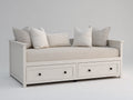 Canapé lit - Bois-panneaux de bois - 204 x 97 x 87 cm - Blanc cassé - Style moderne avec rangement intégré