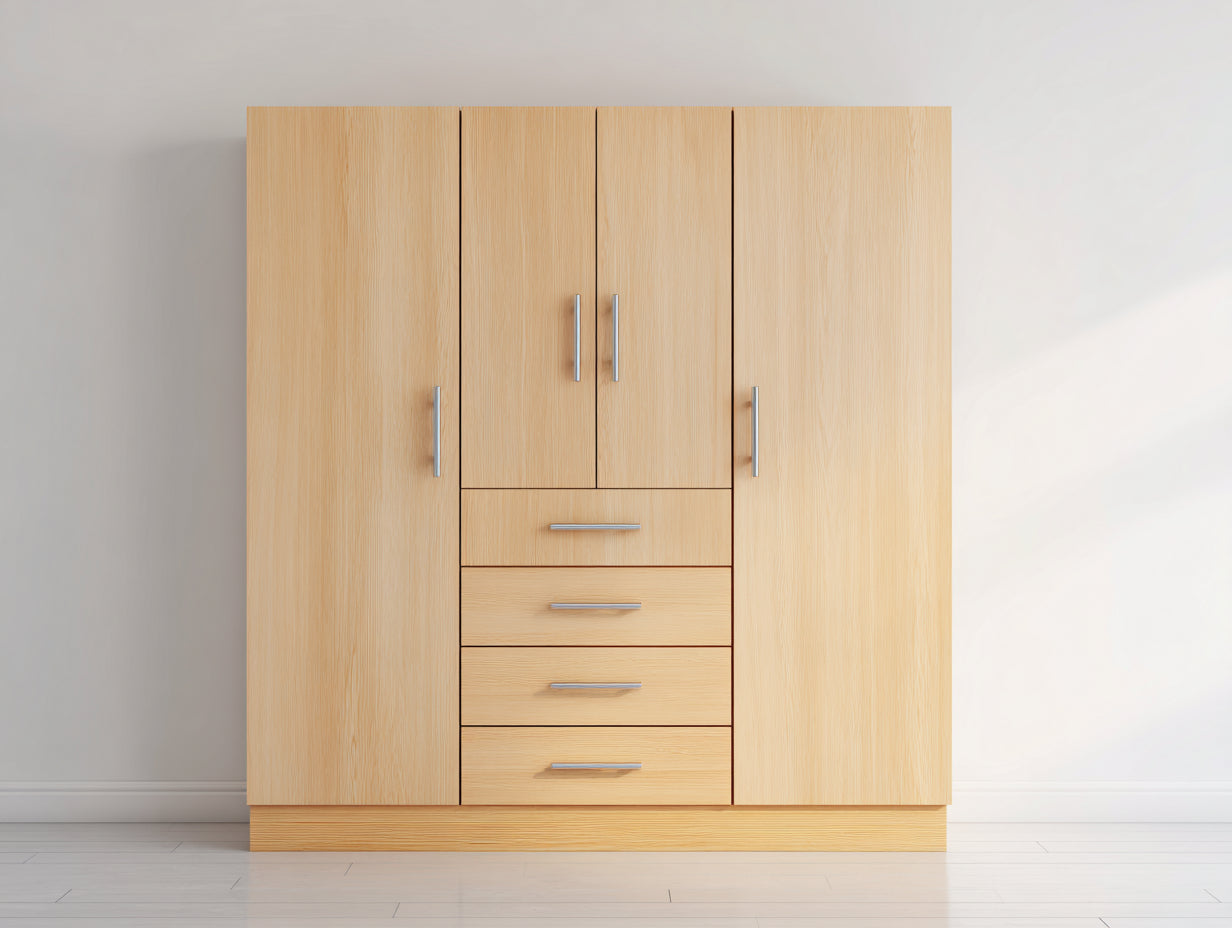 Armoire - Bois manufacturé - 165 x 52 x 190 cm - Chêne naturel - Style moderne