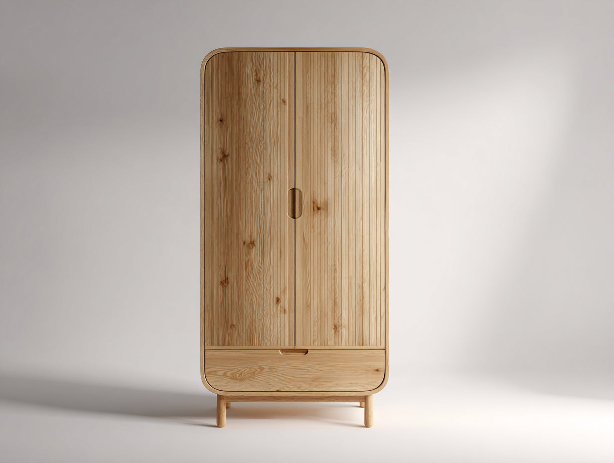 Armoire - Bois - 95 x 50 x 180 cm - Bois naturel - Style scandinave