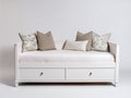 Canapé lit - Bois-panneaux de bois - 204 x 97 x 90 cm - Blanc - Style classique épuré avec rangement intégré