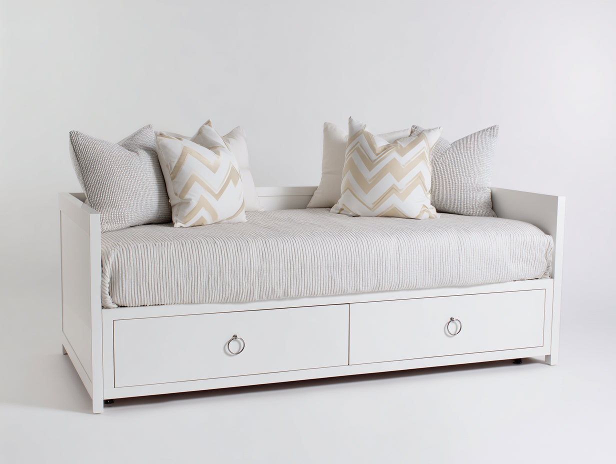 Canapé lit - Bois-panneaux de bois - 203 x 96 x 88 cm - Blanc - Style moderne avec rangement intégré